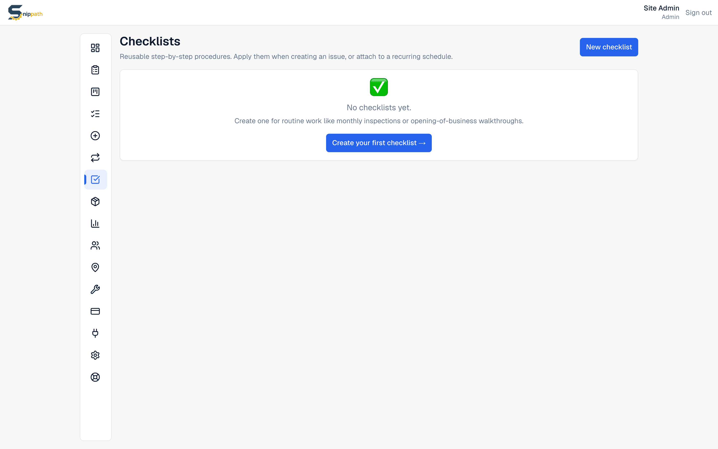 Snippath inspection checklist templates